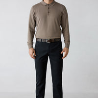 Koyu Lacivert Slim Straight Fit Çizgili Spor Pantolon
