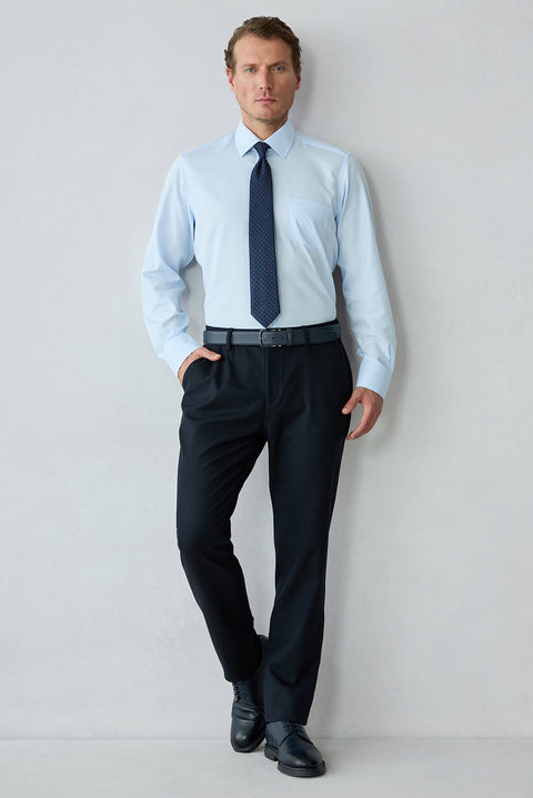 Dark Navy Regular Fit Plain Elasticated Waist Wool Blend Sports Trousers