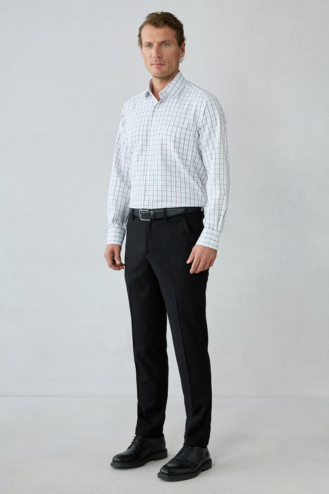 Black Slim Straight Fit Wool Blend Sport Pants
