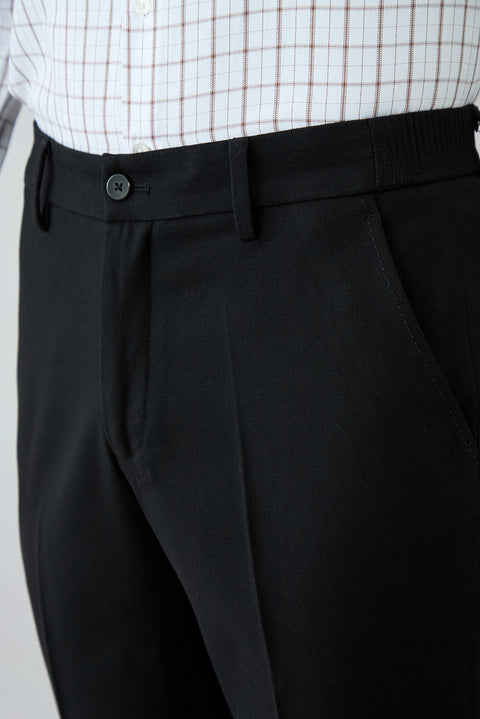 Black Slim Straight Fit Wool Blend Sport Pants