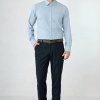 Dark Navy Slim Straight Fit Wool Blend Athletic Trousers
