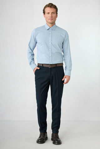  Koyu Lacivert Slim Staright Fit Yünlü Spor Pantolon
