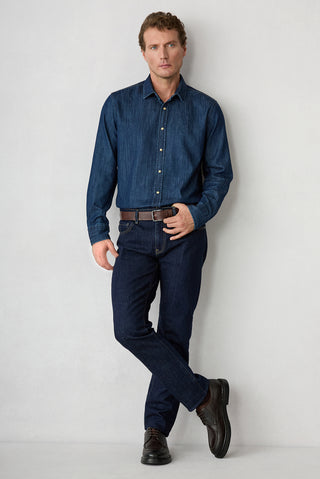  Koyu Lacivert Regular Fit Düz Pamuklu 5 Cep Denim Pantolon