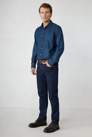  Koyu Lacivert Regular Fit Düz Pamuklu 5 Cep Denim Pantolon