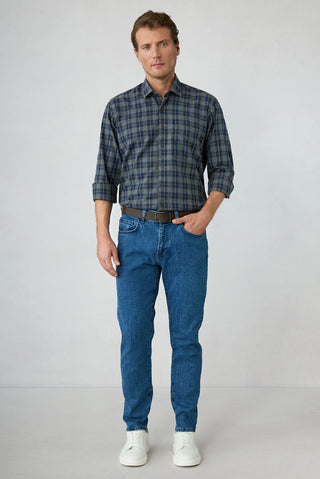  İndigo Regular Fit 5 Cep Pamuklu Denim Pantolon