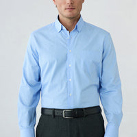 Blue Long Sleeve Regular Fit Cotton Striped Shirt