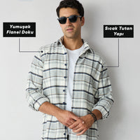 Mid Gray Regular Fit Flannel Plaid Long Shirt