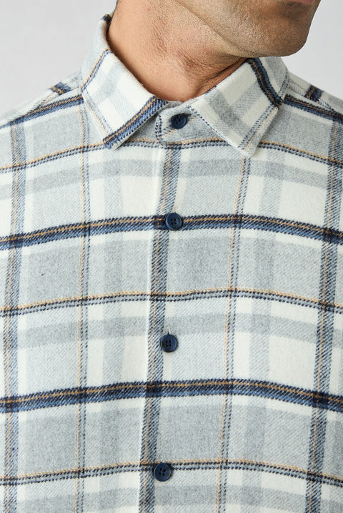 Mid Gray Regular Fit Flannel Plaid Long Shirt