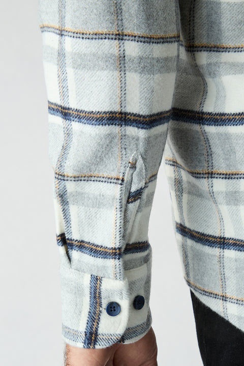 Mid Gray Regular Fit Flannel Plaid Long Shirt