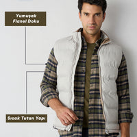 Dark Khaki Regular Fit Flannel Plaid Long Shirt