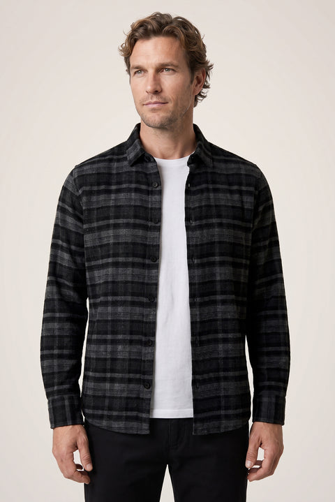 Dark Anthracite Regular Fit Flannel Plaid Long Shirt