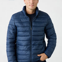 Dark Navy Regular Fit Stand-Up Collar Plain Quilted Casual Jacket