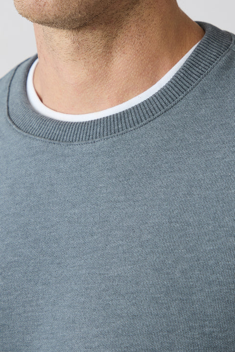 Orta Antrasit Bisiklet Yaka Regular Fit Oversize Pamuklu Basic Sweatshirt