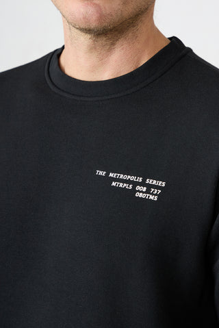  Siyah Bisiklet Yaka Oversize Pamuklu Sweatshirt