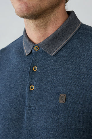 Orta Lacivert Melanj Polo Yaka Regular Fit Pamuklu Sweat Shirt