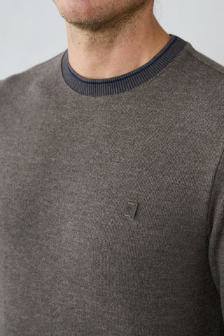  Açık Kahve Melanj Bisiklet Yaka Regular Fit Pamuklu Sweatshirt