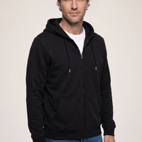 Black Hooded Zipper Regular Fit Sweatshirt