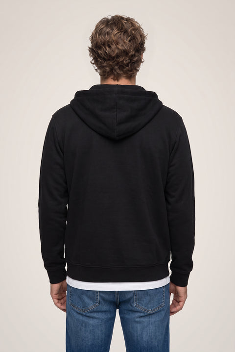 Black Hooded Zipper Regular Fit Sweatshirt