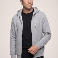 Medium Grey Marl Hooded Zip-Up Regular Fit Sweatshirt