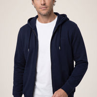 Dark Navy Hooded Full-Zip Regular Fit Sweatshirt