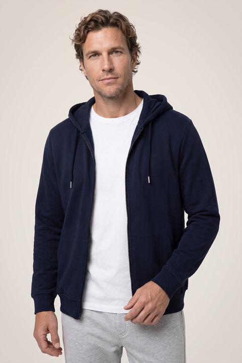 Dark Navy Hooded Full-Zip Regular Fit Sweatshirt