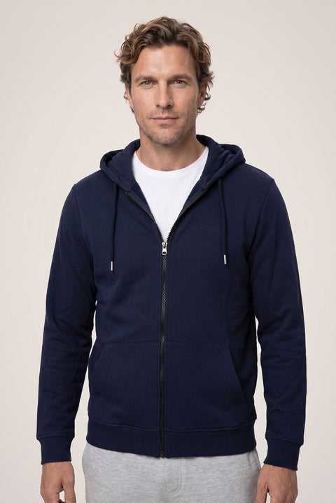 Dark Navy Hooded Full-Zip Regular Fit Sweatshirt