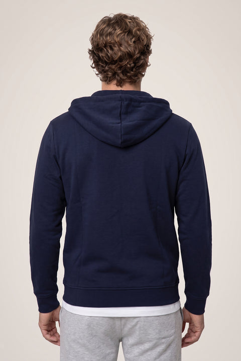 Dark Navy Hooded Full-Zip Regular Fit Sweatshirt