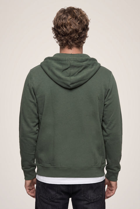Mid Khaki Hooded Zipper Regular Fit Sweatshirt