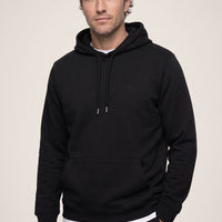 Siyah Kapüşonlu Cepli Regular Fit Şardonlu Sıcak Tutan Pamuklu Basic Sweatshirt