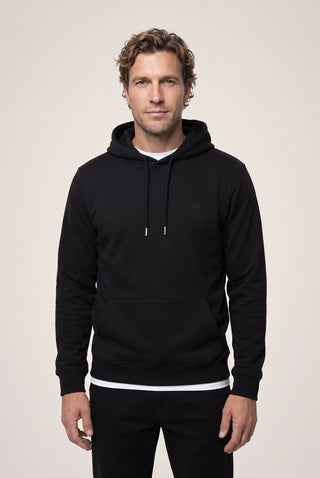  Siyah Kapüşonlu Cepli Regular Fit Şardonlu Sıcak Tutan Pamuklu Basic Sweatshirt