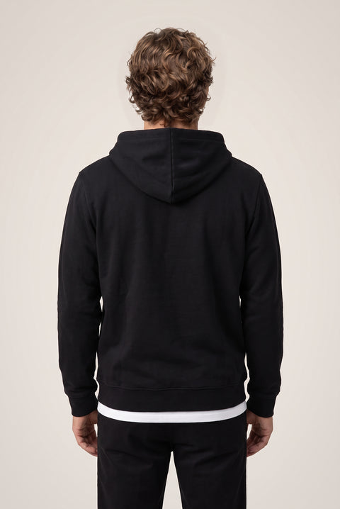 Siyah Kapüşonlu Cepli Regular Fit Şardonlu Sıcak Tutan Pamuklu Basic Sweatshirt