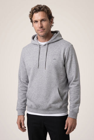  Orta Gri Melanj Kapüşonlu Cepli Regular Fit Şardonlu Sıcak Tutan Pamuklu Basic Sweatshirt