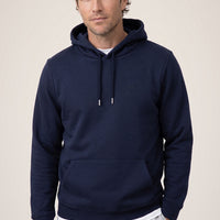Koyu Lacivert Kapüşonlu Cepli Regular Fit Şardonlu Sıcak Tutan Pamuklu Basic Sweatshirt