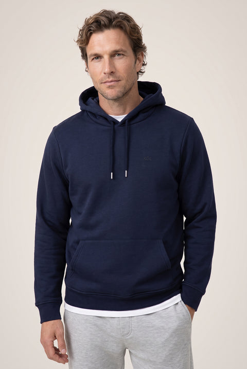 Koyu Lacivert Kapüşonlu Cepli Regular Fit Şardonlu Sıcak Tutan Pamuklu Basic Sweatshirt