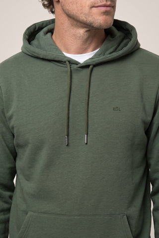  Orta Haki Kapüşonlu Cepli Regular Fit Şardonlu Sıcak Tutan Pamuklu Basic Sweatshirt