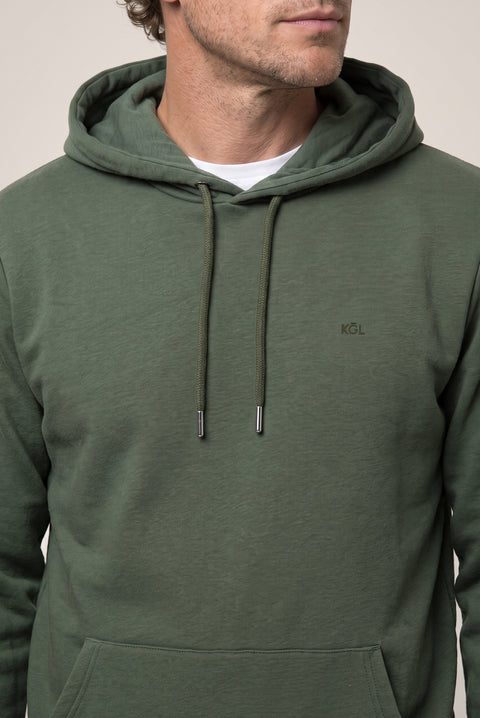 Medium Khaki Hooded Regular Fit Cotton Sweatshirt