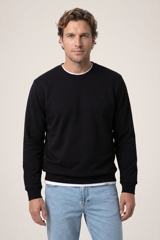  Siyah Bisiklet Yaka Regular Fit Pamuklu Şardonlu Sıcak Tutan Basic Sweatshirt