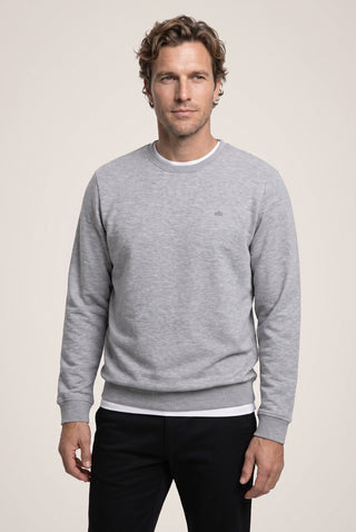  Orta Gri Melanj Bisiklet Yaka Regular Fit Pamuklu Şardonlu Sıcak Tutan Basic Sweatshirt