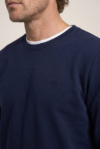  Koyu Lacivert Bisiklet Yaka Regular Fit Pamuklu Şardonlu Sıcak Tutan Basic Sweatshirt