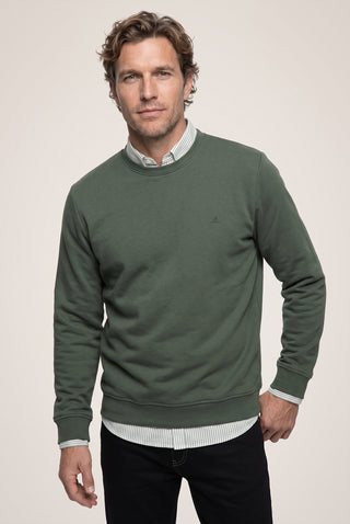  Orta Haki Bisiklet Yaka Regular Fit Pamuklu Şardonlu Sıcak Tutan Basic Sweatshirt