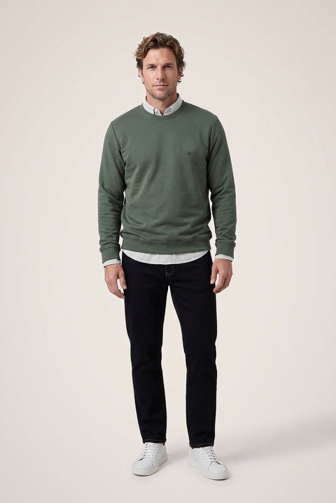 Orta Haki Bisiklet Yaka Regular Fit Pamuklu Şardonlu Sıcak Tutan Basic Sweatshirt