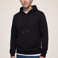 Siyah Kapüşonlu Regular Fit Pamuklu Cepli Sweatshirt