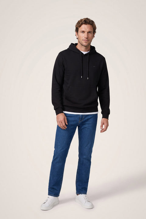 Siyah Kapüşonlu Regular Fit Pamuklu Cepli Sweatshirt