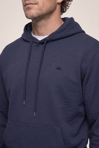  Koyu Lacivert Kapüşonlu Regular Fit Pamuklu Cepli Sweatshirt