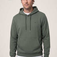 Orta Haki Kapüşonlu Regular Fit Pamuklu Cepli Sweatshirt