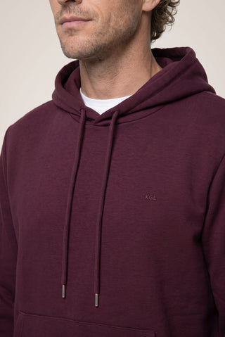  Koyu Bordo Kapüşonlu Regular Fit Pamuklu Cepli Sweatshirt