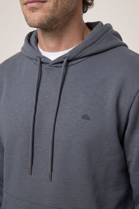Orta Antrasit Kapüşonlu Regular Fit Pamuklu Cepli Sweatshirt
