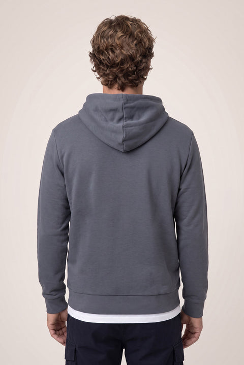 Orta Antrasit Kapüşonlu Regular Fit Pamuklu Cepli Sweatshirt