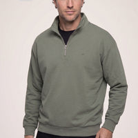 Orta Haki Fermuarlı Yarım Balıkçı Yaka Regular Fit Pamuklu Basic Sweatshirt