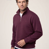 Dark Burgundy Zippered Polo Neck Regular Fit Sweatshirt